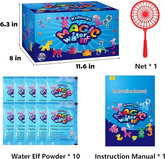 Kidisego Magic Water Elf Toy Kit, 40 Colors Aqua Fairy Water Gel Kit for Kids, Aqua Fairy kit with 24 Molds 10 Pack of Magic Powder, Crate Your Own Water Pets Craft Kits for Kids