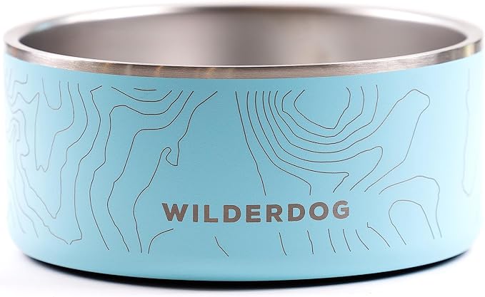 Wilderdog Slow Feeder & Stainless Steel Dog Bowl Set – Seafoam 64 oz BPA-Free Kitchen-Grade Steel with Non-Slip Base – Feeder Promotes Healthy Digestion – Fits 7"+ Bowls – Dishwasher Safe