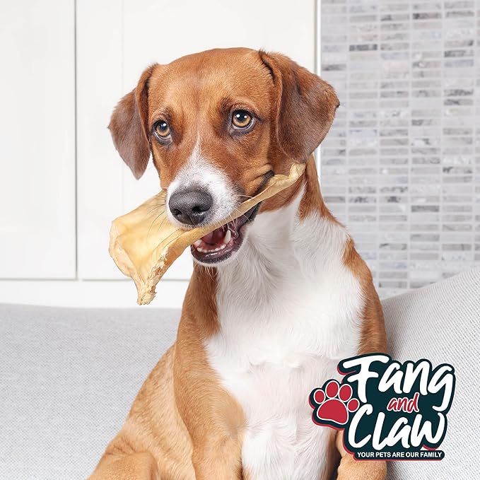 Fang & Claw 50 Count Water Buffalo Ears for Dogs – 100% Natural, Single-Ingredient, Long-Lasting Rawhide Alternative, Grain-Free