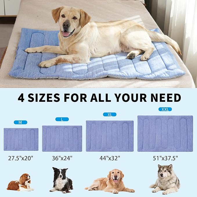 MARUNDA Dog Cooling Mat, No Need to Freeze Or Refrigerate This Cool Pet Pad Cat Mats- Keep Your Pet Cool, Machine Washable (Blue, 28" x 20" - M-Crate)