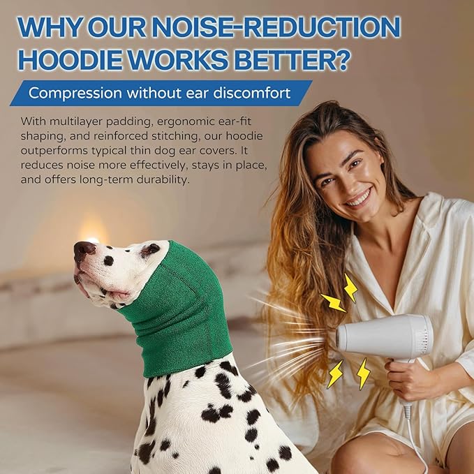 Dog & Cat Calming Hoodie – Soft Double-Layer Ear and Neck Cover for Anxiety Relief & Noise Protection, Elastic Pet Head Wrap for Grooming, Bath, Drying & Fireworks