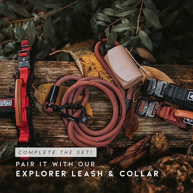 MADE TO ROAM Premium Explorer Harness - Y-Shaped Dog Harness with Adjustable Durable Nylon, Soft Padding, Metal Buckles and Leather Handle for Small, Medium, Large Dogs (Virginia Mountains, Size 7)