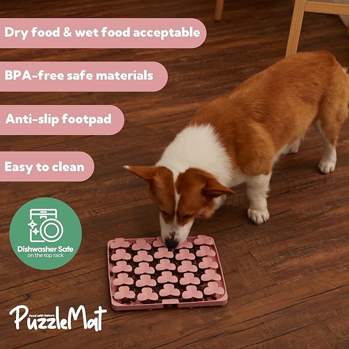 Puzzle Feeder Dog Bowl, Silicone Snuffle Mat & Lick Mat Slow Feeder for Dogs, Promotes Healthy Eating & Digestion, Suitable for Small, Medium & Large Dogs