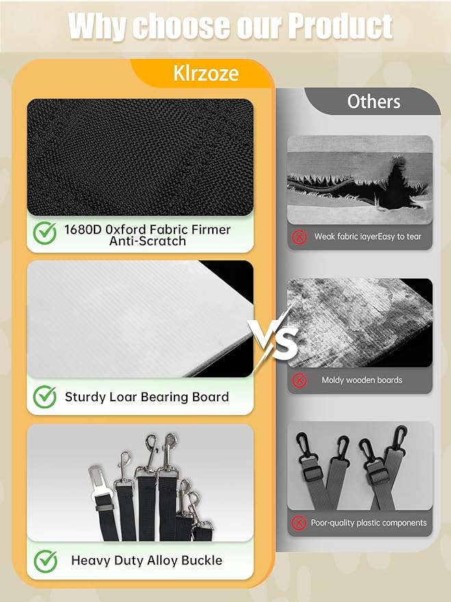 Dog Covers for Cars Back Seat, Back Seat Extender for Dogs with Hard-Bottom, 2025 Upgraded 1680D Material, Anti-Scratch & Anti-Slip, Holds 400 lbs, Universal Fit for Car, SUV, Truck