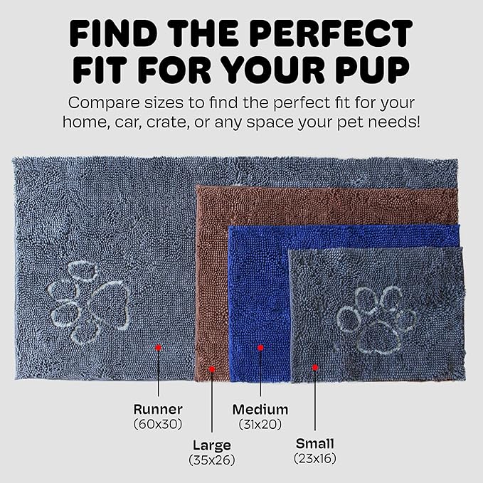 Dog Gone Smart Dirty Dog Doormat - Fast Drying Rug with Super Gripper Backing for Clean Floors - Super Absorbent and Machine Washable Mat for Muddy Paws - Runner Almond