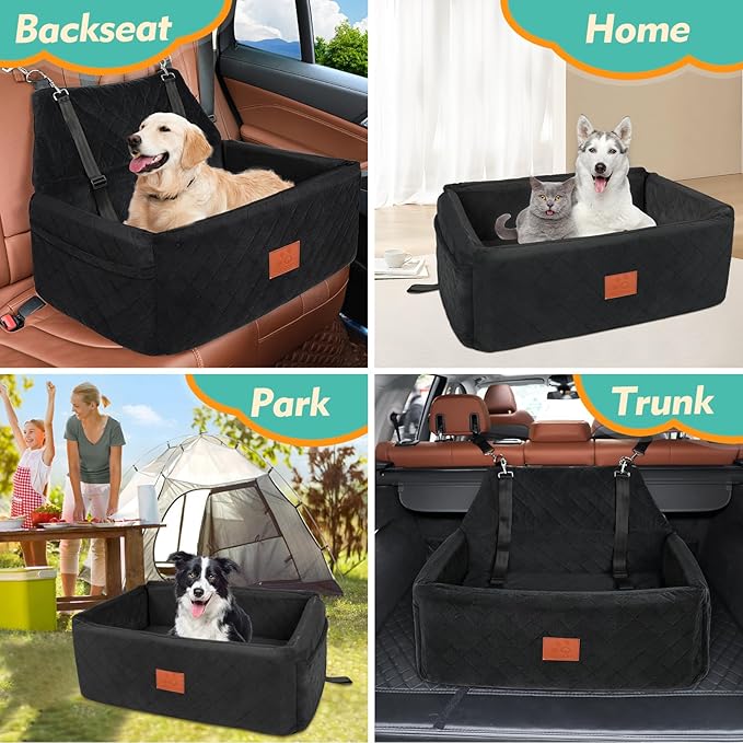 Dog Car Booster Seat for Large & Medium Dogs – Washable, Safe & Comfortable (Up to 55 lbs)