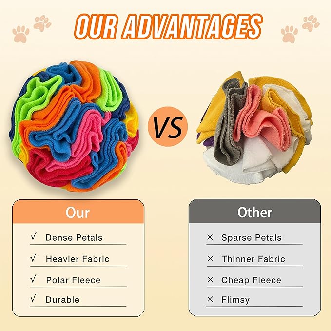 ABULL 5.9" Snuffle Ball for Dogs - Interactive Dog Puzzle Toy & Slow Feeder, Relieves Boredom & Exercises Sniffing by Sparking Foraging Instincts, Machine Washable for All Breeds (Rainbow, Medium)