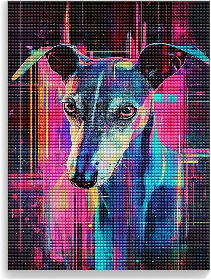 LTCZ Colorful Greyhound Diamond Art Painting Kits for Adults, Animal 5d Diamond Painting Dots Art Kits for Adults Beginner, Home Wall Decor 16 * 24Inch