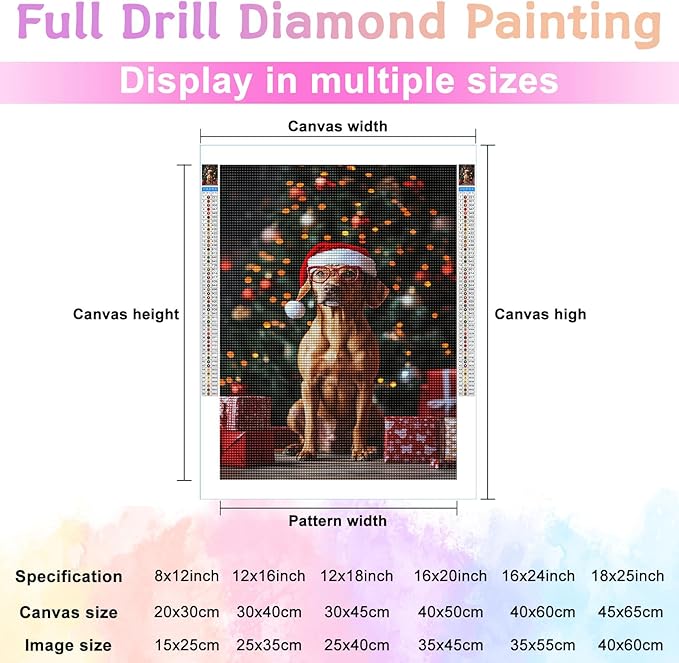 Calm Dog Art Kits for Adults, Christmas 5d DIY Diamond Painting by Numbers Kit for Adults, Full Drill Diamond for Gift Wall Decor Gem Arts 20 * 24Inch