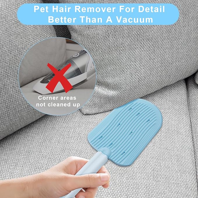 Pet Hair Removal Tool, Cat Fur Remover for Furniture Couch, Carpet Scraper for Car Detailing, 2 in 1 Double-Side Brush for Cat Hair Grooming & Cleaning