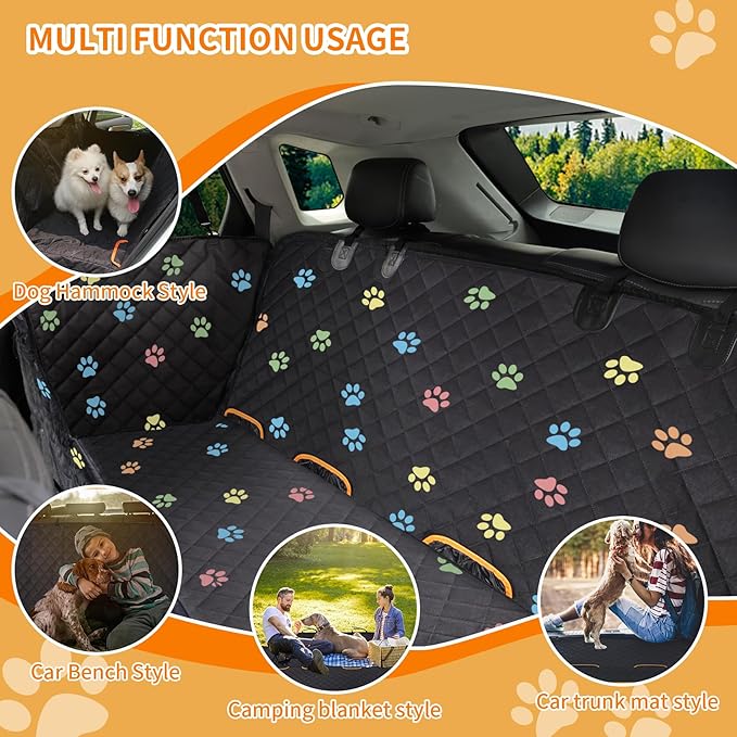 Dog Car Seat Cover for Back Seat 100% Waterproof Durable 600D 6-Layer Scratchproof Nonslip Pet with Mesh Window for Dog Hammock for Car Trucks and SUV