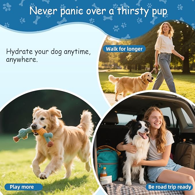 Portable Dog Water Bottle-18 Oz Leak-Proof Green Water Bowl Dispenser for Walk Hiking or Travel
