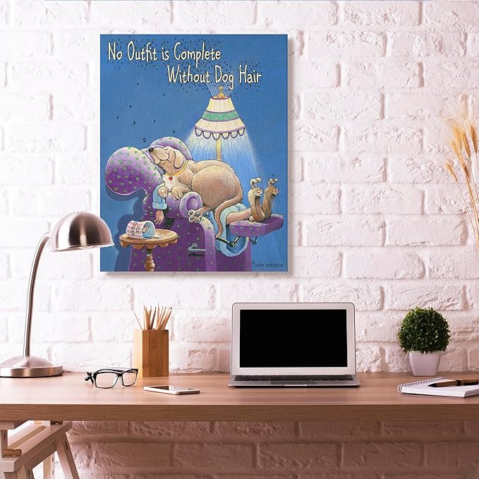 Stupell Industries 'Outfit Dog Hair Funny Cartoon Pet Design', Canvas Art, 36 x 48 Inches, Easy to Hang and Sturdy, Made in USA, by Gary Patterson