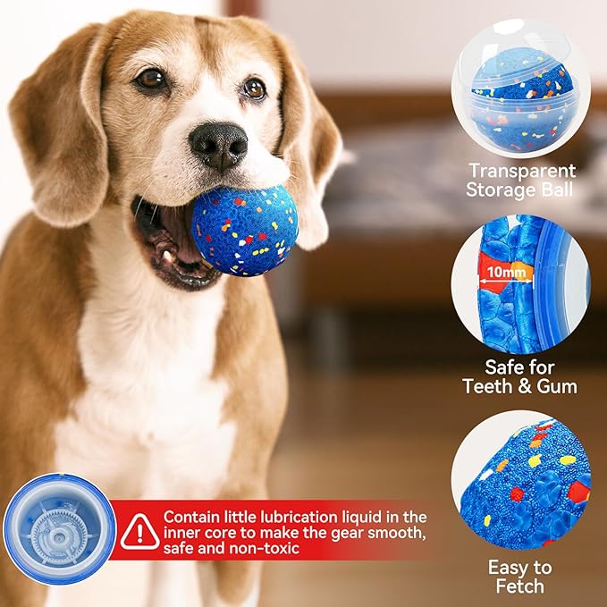 2026 Smart Interactive Dog Toys for Aggressive Chewers, Self Moving Interactive Dog Ball, Automatic Vibrating Toy, E-TPU Material Chew Proof Design for Boredom & Training for Medium and Large Dogs