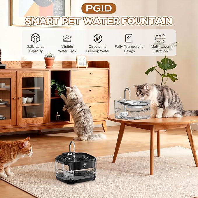 Cat Water Fountain for Drinking,108oz/3.2L Automatic Water Dispenser for Cats, Water Fountains for Cats Indoor Outdoor, Corded Dog Water Fountain