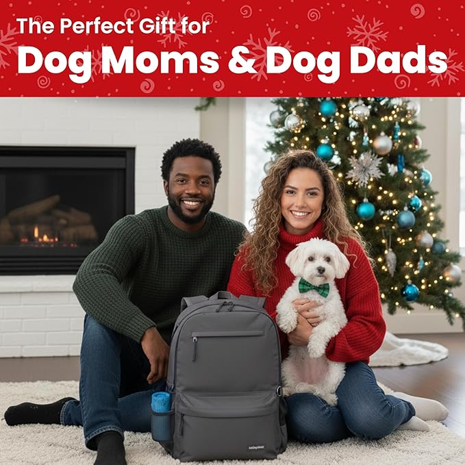 Dog Travel Bag for Supplies - Complete Doggy Diaper Bag Backpack - Ideal Gift for Dog Lovers, Doggy Moms & Dads for Christmas - Laptop Sleeve, 2 BPA-Free Bowls, Food Container, Treat Pouch: Dk Grey