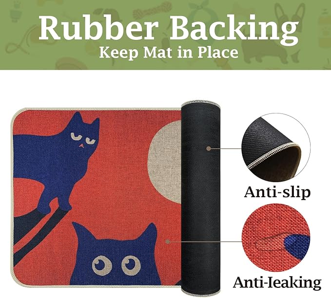 SHIYUE Dog Food Mats for Floors, Absorbent Cat Bowl for Food and Water, Non-Slip Accessories Pet Supplies(16"x24",Orange Pet)