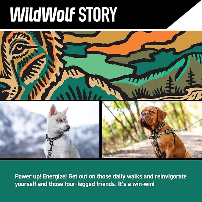 Wolfgang Heavy Duty Adjustable Dog Harness, Pull-Tested to Over 800 lbs for Walking & Training, WildWolf Print, Large