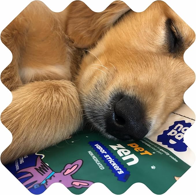 NATPAT Pet Zen Calming Patches for Dogs – Non-Medicated Effective Stress Relief for Travel, Fireworks & Separation Anxiety - Long Lasting & Non-Toxic (24 Patches) - Locket Sold separetely