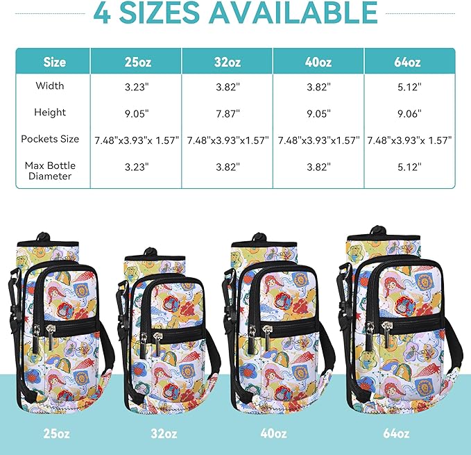 AUPET Water Bottle Sling Bag Sleeve Holder Carrier 25/32/40/64 oz,Insulated Crossbody Water Bottle Case Cover with Strap and Pockets for Men/Women Walking Hiking