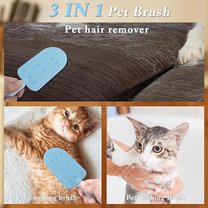 Pet Hair Removal Tool, Cat Fur Remover for Furniture Couch, Carpet Scraper for Car Detailing, 2 in 1 Double-Side Brush for Cat Hair Grooming & Cleaning