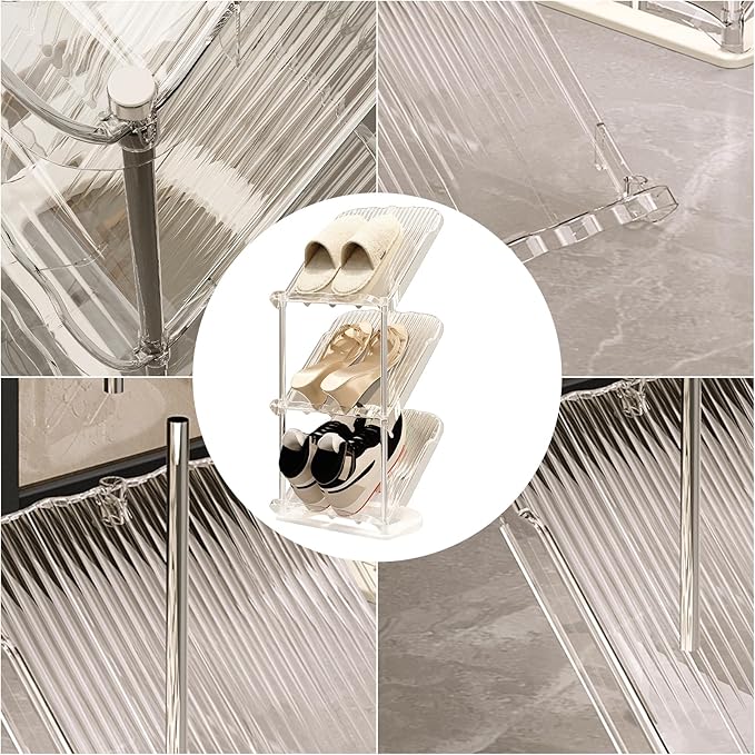 YYW Narrow Shoe Rack Vertical Shoes Rack for Entryway Corner Shoe Storage Organizer for Small Spaces Transparently Tall Slim Shoe Shelf for Front Door Entrance Living Room White 4 Layers