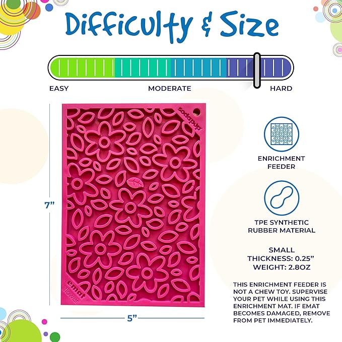 SodaPup Flower Power eMat – Durable Lick Mat Feeder Made in USA from Non-Toxic, Pet-Safe, Food Safe Rubber for Mental Stimulation, Avoiding Overfeeding, Fresh Breath, Digestive Health, & More