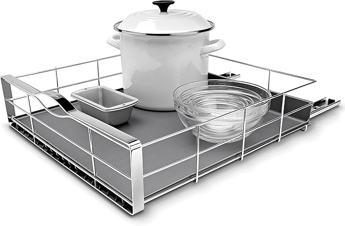 simplehuman 20 inch Pull-Out Cabinet Organizer, Heavy-Gauge Steel Frame,Silver