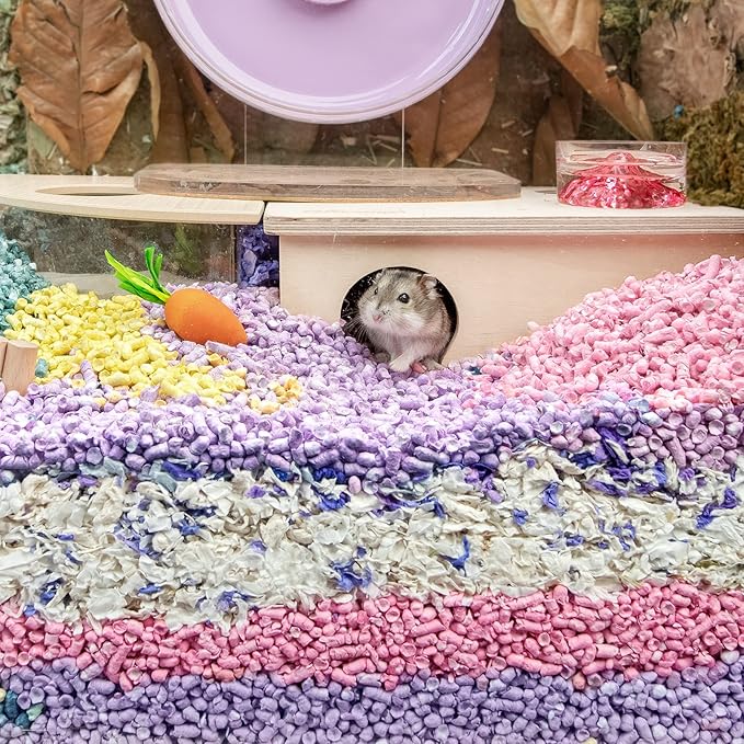 Niteangel Hamster Paper Pellets Bedding 1.8LB / 850g Small Aninam Bedding for Syrian Dwarf Hamsters Gerbils Mice Mouse Lemming Degus or Other Small-Sized Pets (Pink)
