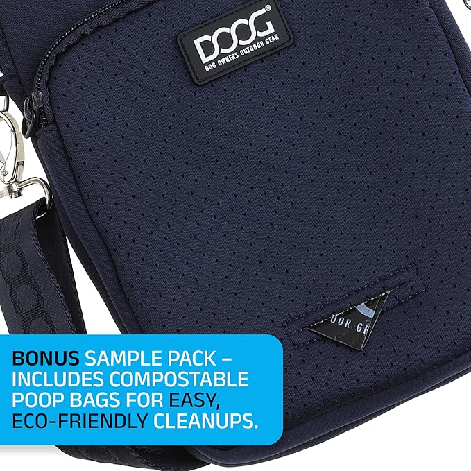 DOOG Walkie Bag - Adjustable Dog Treat Pouch Shoulder Bag with Poo Bag & Water Bottle Compartments - Comfort Fit for Everyday Use