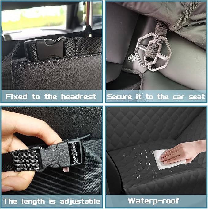 RUIANTE Dog Car Seat Pet Front Seat Cover Pets Travel Safety Seats Booster Seat Dogs Fronts Seats Cover with Car Door Side Panel & Hard Borad Universal for Cars Sedans SUVs (Black)