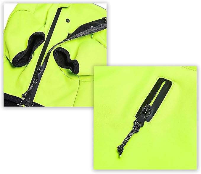 Blueberry Pet Windproof Waterproof Reflective Softshell Dog Jacket, Neon Yellow, Size 10