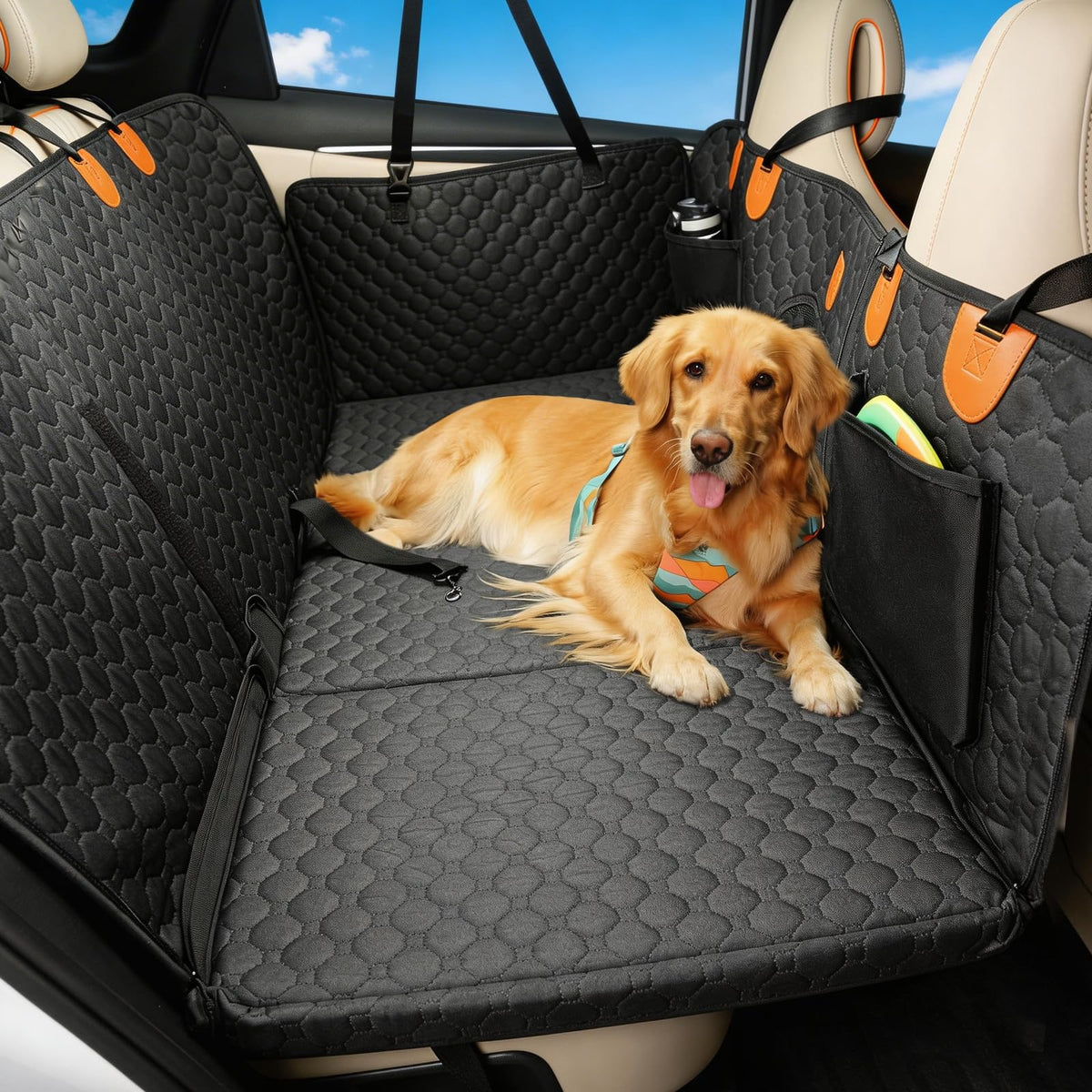 Back Seat Extender for Dogs, Waterproof Dog Car Seat Cover - Image 1