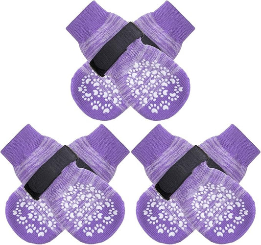 EXPAWLORER 6PCS Anti-Slip Dog Socks to Prevent Licking Paws,Dog Shoes for Hot Pavement,Best Paw Protector Traction Control on Hardwood Floor,Dog Booties for Puppy Small Medium Large Senior Dogs