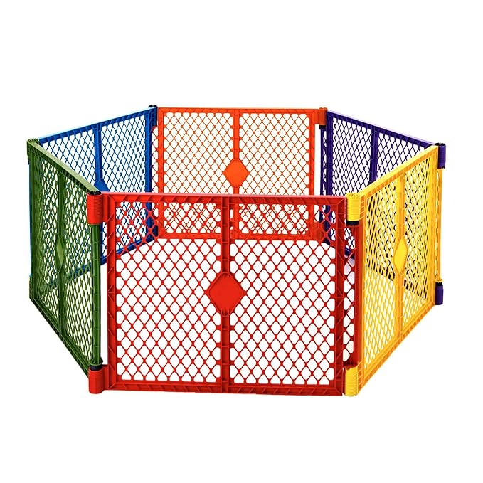 Toddleroo by North States - Superyard Colorplay Baby Play Yard: Freestanding 6-Panel Baby Playpen - Indoor or Outdoor Use - Made in USA - Encloses Up to 18.5 Square Feet - 26 Inches Tall - Colorplay