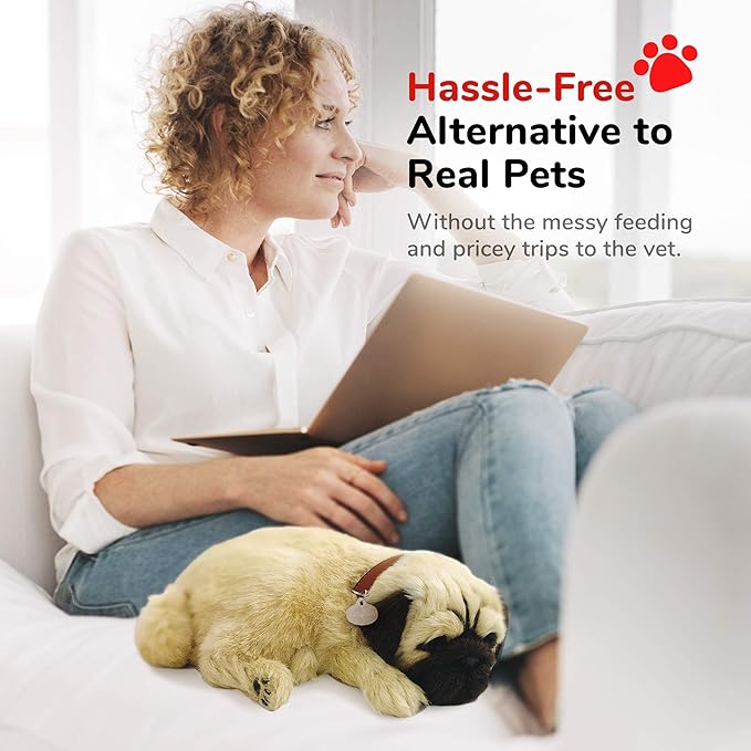 Original Petzzz Huggable Pug Puppy, Realistic, Lifelike Stuffed Interactive Pet Toy, Companion Pet Dog with 100% Handcrafted Synthetic Fur