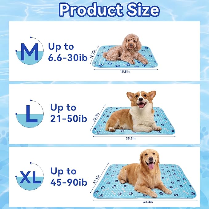 Pet Cooling Gel Pad with Patent Technology, 36in Dog Cooling Mat for Summer, Self Cooling Mat for Large/Medium/Small Dogs, Non-Slip Waterproof Durable Mat for Dog Beds, Car, Indoor & Outdoor Use