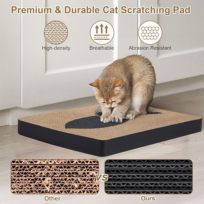 Ownpets Wall Cat Scratcher, Cute Vertical Cat Scratching Board, Wall Mounted Cat Scratch Pad for Wall, Glass, Wood, and Tile, Furniture Protector, Fish Print