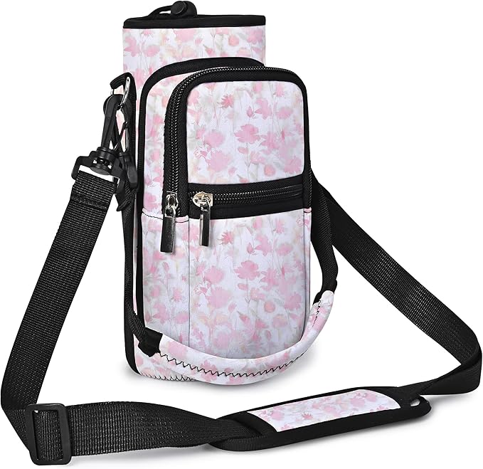 AUPET Water Bottle Sling Bag Sleeve Holder Carrier 25/32/40/64 oz,Insulated Crossbody Water Bottle Case Cover with Strap and Pockets for Men/Women Walking Hiking
