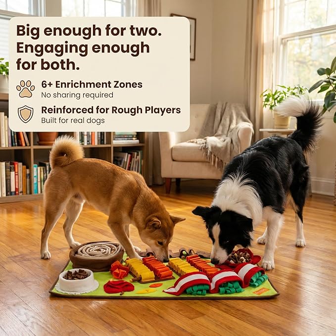 Snuffle Mat for Dogs Large Breed – Dog Puzzle Toy, Foraging Mat & Slow Feeder for Enrichment & Mental Stimulation, 32"x20" Washable for Puppies & Large Dogs