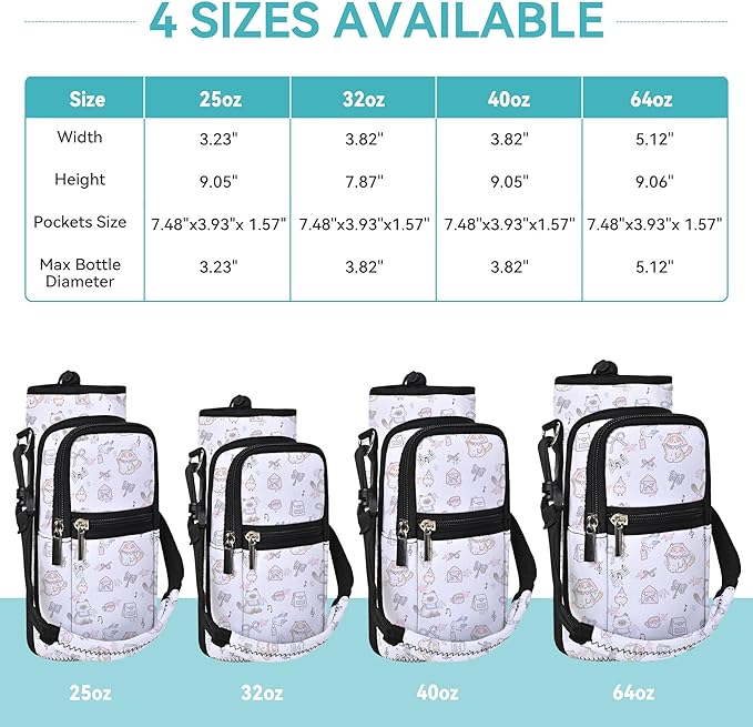 AUPET Water Bottle Sling Bag Sleeve Holder Carrier 25/32/40/64 oz,Insulated Crossbody Water Bottle Case Cover with Strap and Pockets for Men/Women Walking Hiking