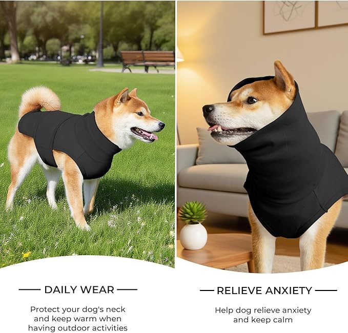 Dog Anxiety Calming Vest Adjustable Turtleneck Thunder Shirt Jacket for Fireworks, Separation, Vet Visits, Pet Hoodie for Large Medium Dogs