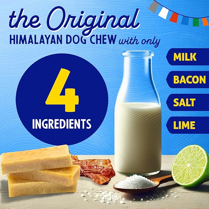 Himalayan Dog Chew Original Yak Cheese Chew, Bacon, 1 X-Large Stick, 5.3 oz, Gluten Free, Healthy Treats, Grain & Lactose Free 100% Natural, Long Lasting for Dogs Over 55 lbs