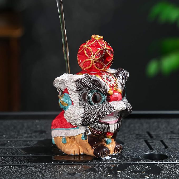 Color Changing Tea Pet, Tea Set Accessories Traditional Gongfu Tea Set Accessory, for Tea Lover Friends (red Lion Dance)