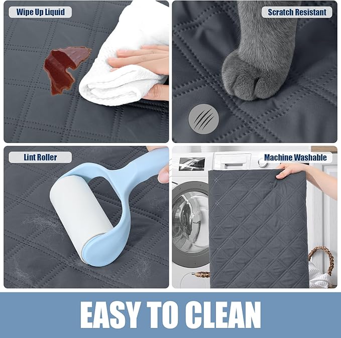 Smiry Waterproof Dog Bed Cover Pet Blanket, Soft Washable Dog Blanket for Furniture Bed Couch Sofa Reversible, Checkered (40"x90", Dark Grey/Dark Grey)