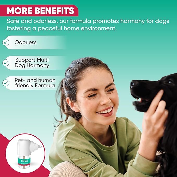 Calming Diffuser for Dog: Appeasing Dog Pheromones Calming Diffuser Plug in Kit for Separation Anxiety, Stress Chewing, Peeing Accidents, 2 Diffusers + 2 Refills (Teal) (Teal)