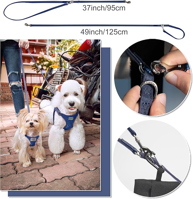 Puppytie No Pull xs Dog Harness with Multifunction Dog Leash,Soft Adjustable No Choke Escape Proof Pet Harness Vest,Glossy Sapphire Blue,XXS