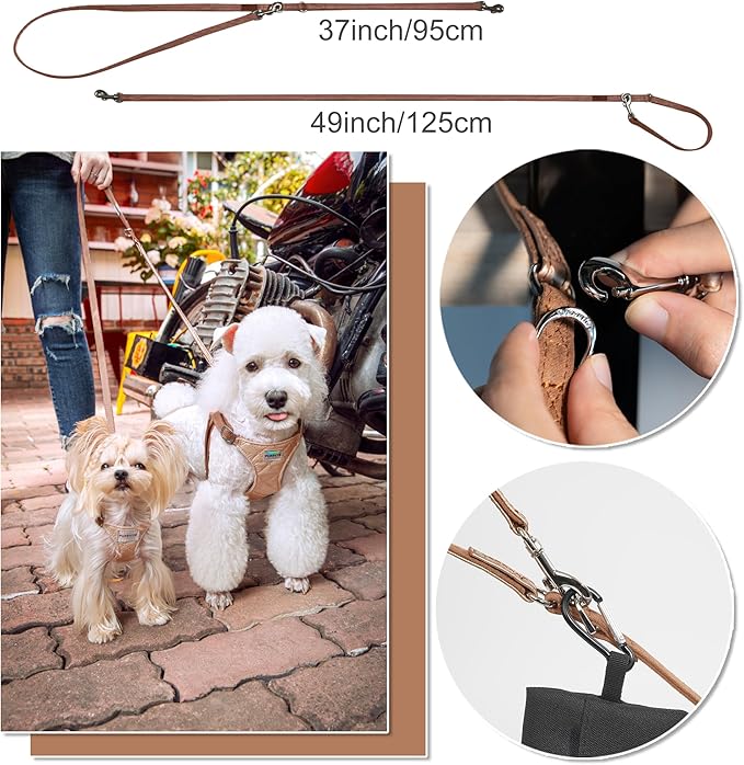 Puppytie No Pull Small Dog Harness with Multifunction Dog Leash,Lightweight Soft Adjustable No Choke Escape Proof Pet Harness Vest Pet Harness Vest,Glossy Oat Brown,S