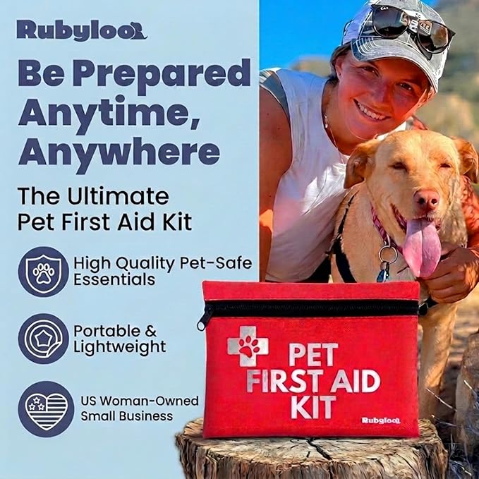 Dog First Aid Kit for Hiking & Travel - Vet Approved Emergency Supplies - Pet First Aid Kit Guide, Tick Remover, Thermal Blanket & More - Compact Dog Hiking Gear for Camping & Backpacking