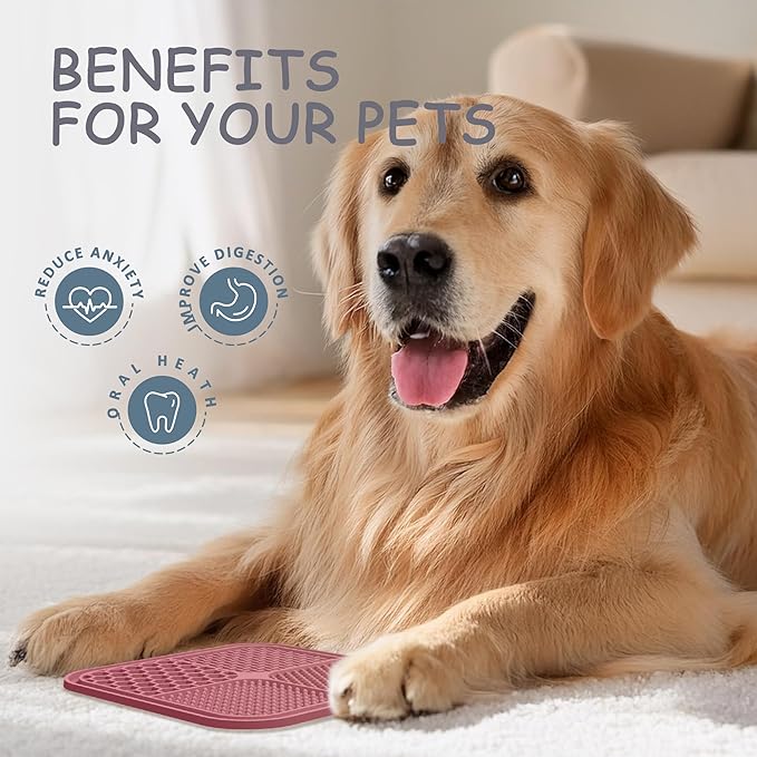Dog Lick Mat 2 Pack – 8.5" Anxiety Relief & Slow Feeder with Suction Cups for Dogs & Cats